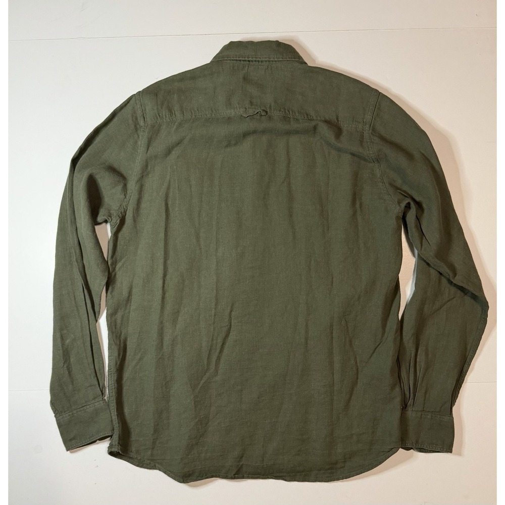 Norse Projects Linen Flannel Button Down Shirt Olive Men's Size Small - Picture 3 of 8